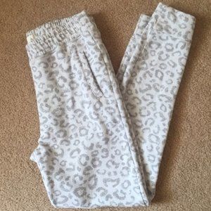 Abercrombie grey glitter cheetah joggers